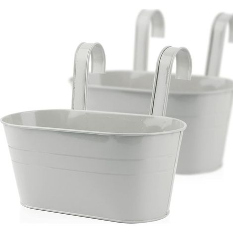 2pcs Pots De Fleurs À Suspendre Métal Avec Double Crochet Amovible Pot Plante Supendu Avectrou De Drainage Pour Décoration Jardin Balcon Terrasse Intérieur Ou Extérieur，Gris