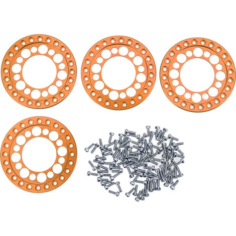 4 pièces Jantes Extérieures 1.9 Pouces en Alliage d'Aluminium CNC, Stabilité Améliorée et Résistance à l'Usure pour RC 1/10, Couleur Orange (1/5)