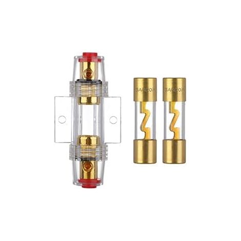 VEXUNGA 20A Porte Fusible AGU Voiture Plaqué Or avec 2 Pièces AGU Fusibles Verre 20 Ampère pour Sono Auto Audio Automobile Ampli Protection Alimentation (1/5)