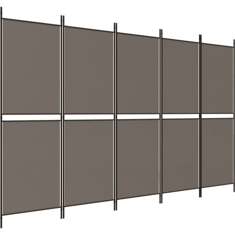 Paravent Cloison de séparation 5 panneaux, Pour Jardin, Balcon, Terrasse Anthracite 250x200 cm Tissu OIB9578E (1/4)