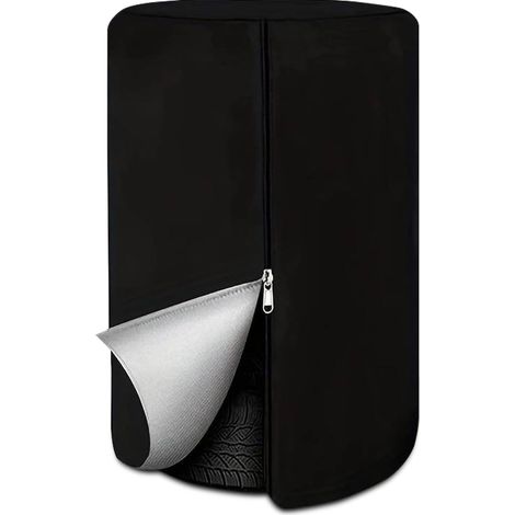 Funda para neumáticos, 73 x 73 x 110 cm, fabricada en tela Oxford, con cremallera, impermeable, resistente al sol y al polvo, para neumáticos de remolque, autocaravana, coche y camión, color negro. (1/5)