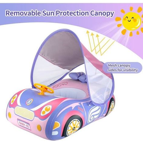 Cercle de natation pour enfants - - Avec auvent - Rose - Convient aux enfants de 1 à 4 ans (1/4)