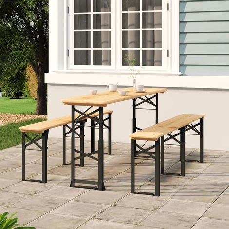 vidaXL Tavolo Pieghevole Birreria 170x50x75/105cm Legno Massello