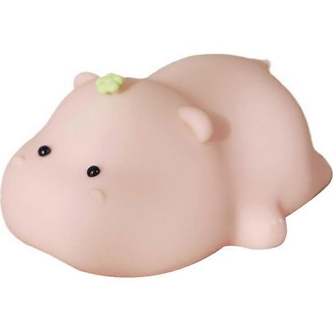 Veilleuse bébé hippopotame - Décoration de chevet enfant mignonne en forme de dessin animé - Lumière douce pour une ambiance apaisante (1/5)
