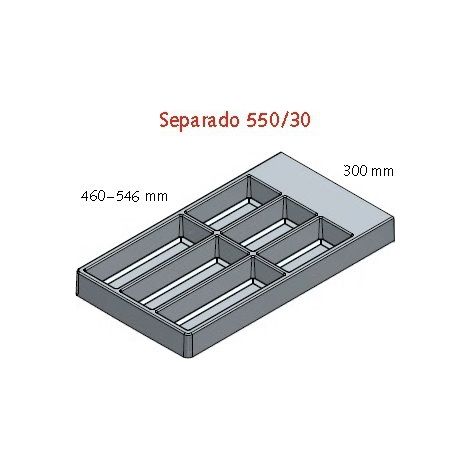 Bandeja para cubiertos separada 546x300x2,8 mm plata SANS MARQUE