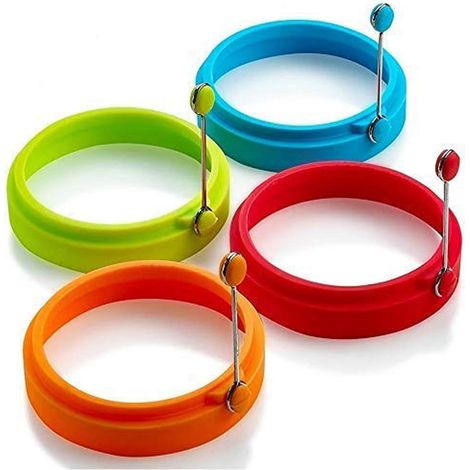 Cercle à œufs en silicone, cercles à œufs antiadhésifs, cercles à cuire les œufs, moule à œufs au plat ou à crêpes parfaits (1/4)