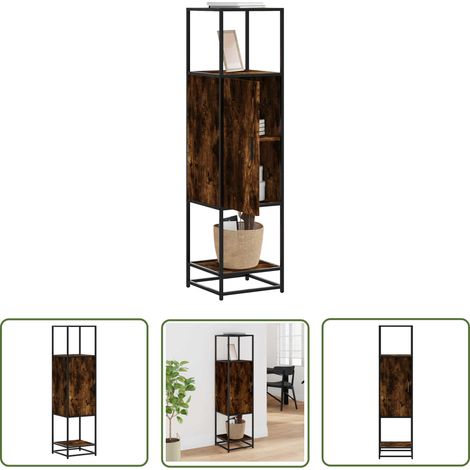 vidaXL Buffet haut chêne fumé 35,5x35x139 cm bois d'ingénierie métal (1/5)