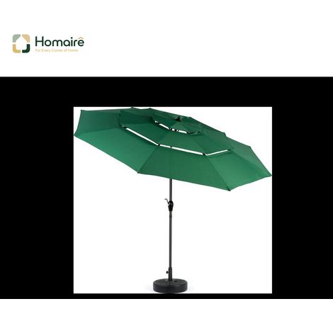 HOMAIRE Parasol Aluminium 3 Tiers 10 Pieds Inclinaison Automatique Vert Foncé (1/5)