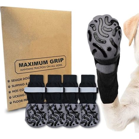 Calzini antiscivolo per cani, 2 paia, regolabili, protezione per zampe su entrambi i lati, per cani di piccola e media taglia, colore: marrone caffè, taglia XL (8,6 x (1/5)
