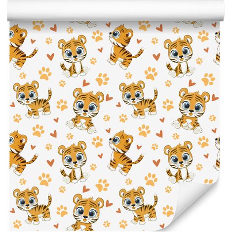Tiger-Tapete, weiß und cremefarben, für Wohn- und Schlafzimmer, 50 x 1000 cm (1/5)