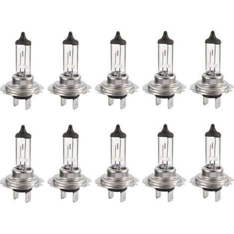 Lot de 10 Ampoules H7 12V 55W Halogène Super Lumineuses Xenon, Longue Durée de Vie, Feux de Croisement et Feux de Route - (1/5)