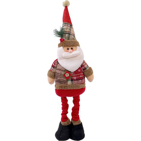 Papá Noel de peluche telescópico, figura ajustable con piernas extensibles, decoración navideña de estilo rústico para la mesa. (1/4)