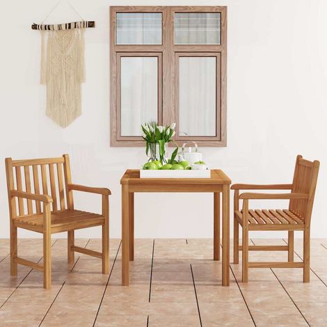vidaXL Conjunto de comedor de jardín de 3 piezas 80x80 cm de madera maciza de teca (1/5)