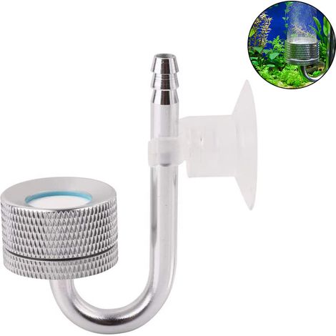 Atomiseur de CO2 pour aquarium, diffuseur de CO2 simple, raffineur de dioxyde de carbone en alliage d'aluminium avec ventouse pour aquarium, plantes aquatiques et herbes aquatiques.