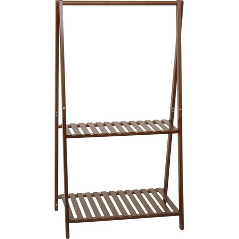 Portemanteau sur pied en bambou HWC-Q32, portemanteau, porte-vétements, étagére à chaussures, tringl