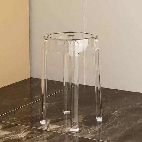 Tabouret Transparent Tabourets Hauts Empilables, Remplacement De Tabouret De Comptoir, Tabouret De Café en Acrylique 46cm, pour Famille, Salon (Color : Clear) (1/5)