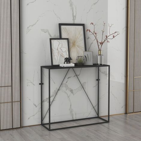 Mesa consola Austevoll para entrada acero 90x30x80cm - Negro [en.casa]