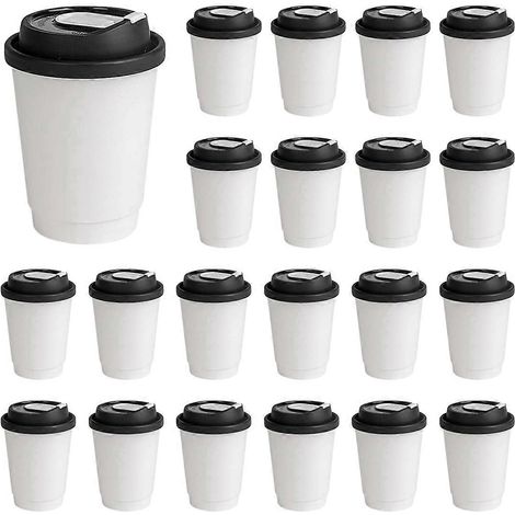 Doppelwandige Einweg-Kaffeebecher mit Deckel, isolierte Papierbecher (1/5)
