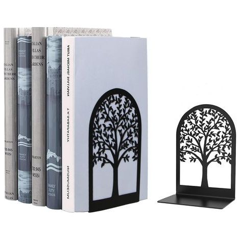 Schwarze Buchstützen aus Metall mit kratzfesten Clips, geeignet für Büros, Wohnungen, Schulen und Bibliotheken, 1 Paar (1/5)