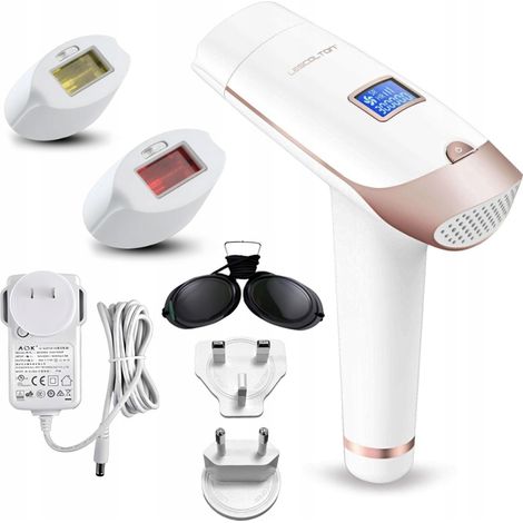 Épilateur à lumière pulsée IPL – 2 lampes remplaçables pour épilation et rajeunissement – Réglage d'intensité 5 niveaux – Écran LCD