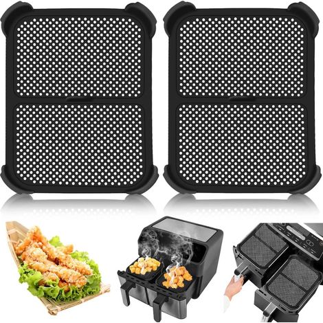 Air Fryer Insert - Acero Inoxidable Con Revestimiento De Silicona - Resistente Hasta 240 °C - Para Circulación Óptima Del Aire Y Protección Contra Salpicaduras - 2 Unidades (1/5)
