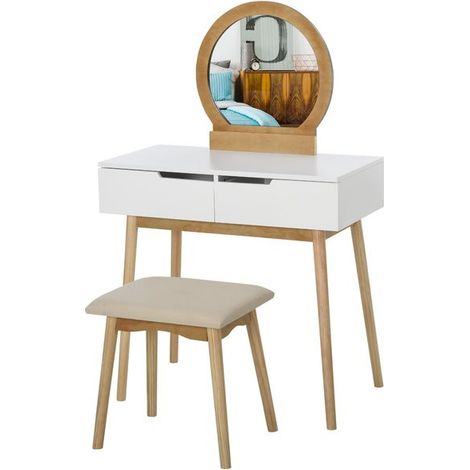 Coiffeuse scandinave VALLY blanche et pin (1/5)