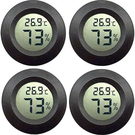 Ensemble thermomètre et hygromètre d'ambiance 4 pièces, portable, noir (1/5)