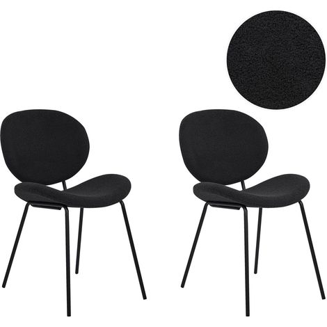 Set of 2 Dining Chairs LUANA Boucle Black (1/5)