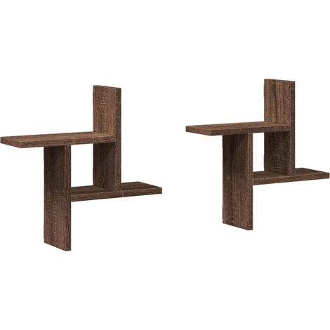 Étagères murales 2 pcs,Étagère flottante chêne marron 38x12x38cm bois d'ingénierie CFW74646 (1/5)