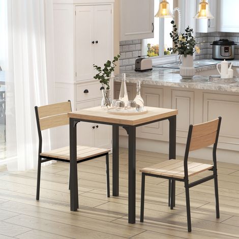 Ensemble de salle à manger 3 pièces, table et 2 chaises, ensemble gain de place, coin repas pour salle à manger ou cuisine, finition bois naturel et noir