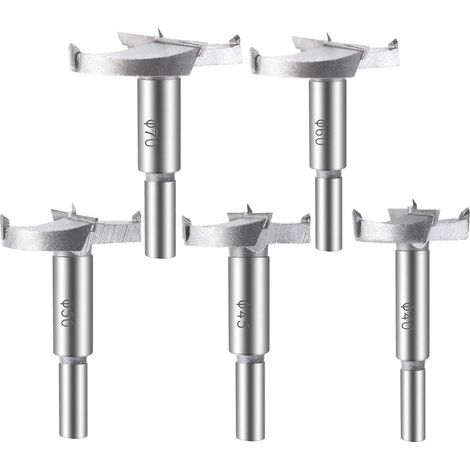 5pcs Wood Drill Bits (40/45/50/60/70mm) Carbide Drill Bit Assortment for Drilling Wood Products, Drawers, Plastic Products, Wood, Plywood (1/5)