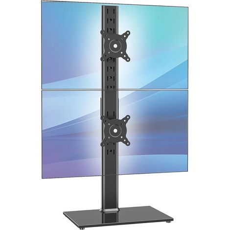 Support Double écran Support Ecran PC 2 Ecran pour Moniteurs de 13-34 Pouces, Support Vertical Double Écran Compatible VESA 75/100mm (1/5)
