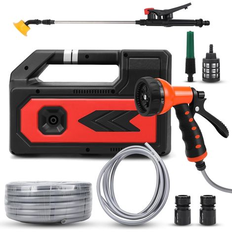 Pompe auto-amorçante portable pour 18 V(sans batterie) pompe de jardin électrique, auto-amorçage Pompe à Eau sans fil,10 Modes,avec tuyau d'évacuation d'eau de 10 mètres (1/5)