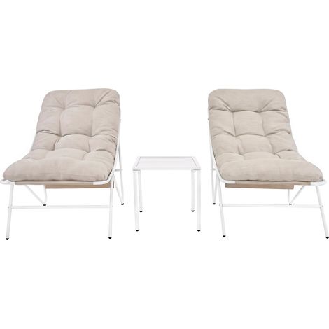 Garden Bistro Set Cream 3 Piece Outdoor Patio Balcony Furniture 2 (1/5)