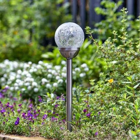 Balise solaire Globe 10 cm verre craquelé, pack de 5