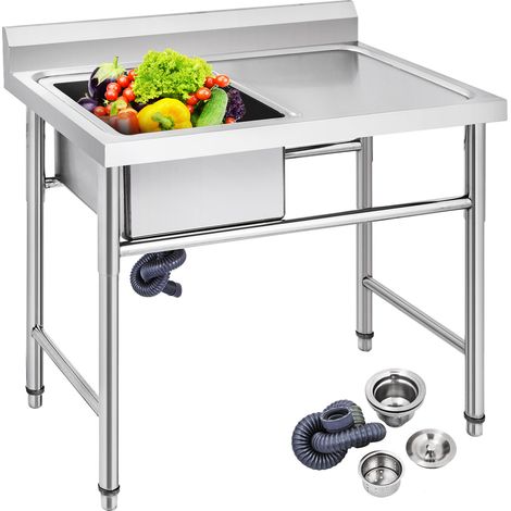 Mophorn Evier de cuisine fait a la main en acier inoxydable non magnetique 1 compartiment 16 x 15,5 x 10 pouces Evier de baignoire enorme avec plate-forme a droite pour ferme, cafe, magasin, hopital