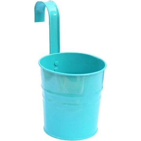 Metal Hanging Planters with Drainage Holes Outdoor Planters, Perfect for Gardens, Balconies, Fences, Patios and Decoration 1 Piece (Blue) (1/5)