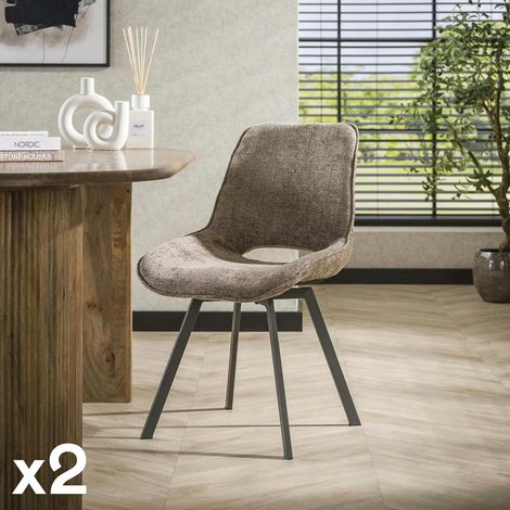 Chaise pivotante confort – grège, dos ajouré (lot de 2) ASCOLI (1/5)
