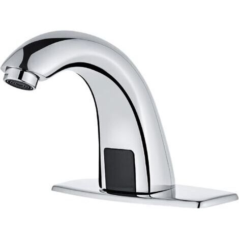 Robinet de lavabo chromé sans contact  Robinet à capteur de mouvement automatique  Fonctionne sur piles pour sanitaires commerciaux