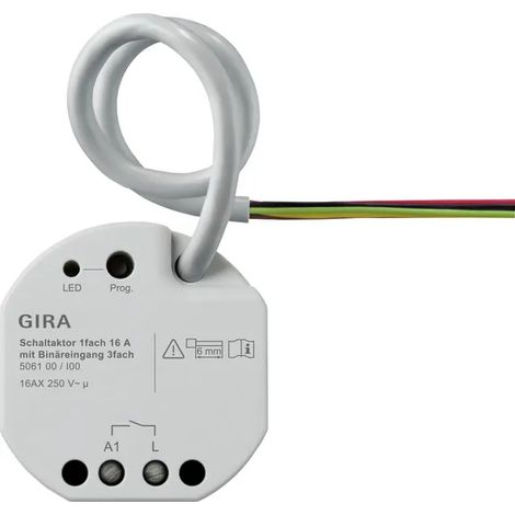 Gira Actionneur de commutation 1f 16 A UP Entrée binaire 3f OneKNX [506100], 5061 00
