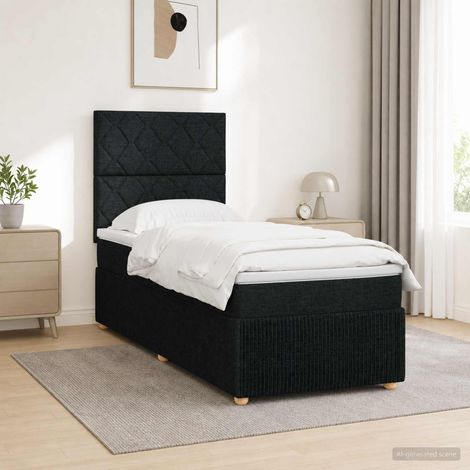 vidaXL Lit boxspring LED avec matelas Noir 90 x 190 cm Tissu (1/5)