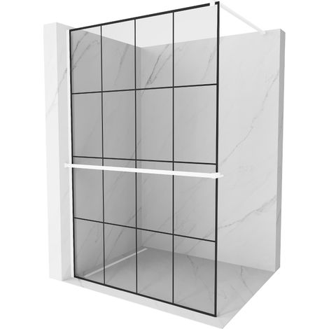 Mexen Kioto+ paroi de douche avec étagère Walk-in 130 x 200 cm, motif noir, blanche - 800-130-121-20-77 (1/5)