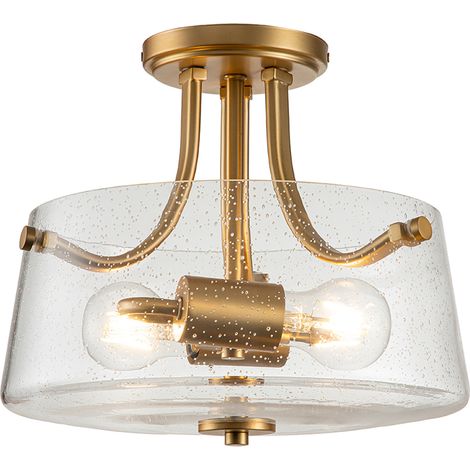 Lampadario Contemporaneo Hollister Acciaio Ottone Spazzolato 2 Luci E27 (1/5)