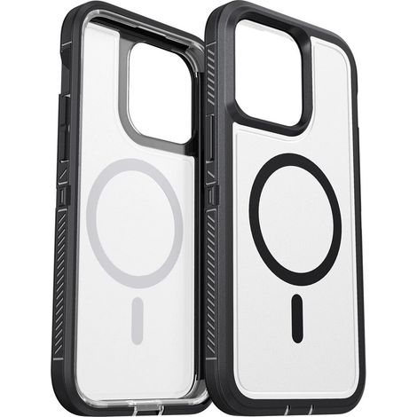 Funda para iPhone 13 Pro Max con marco, compatible con MagSafe, transparente/negra. (1/4)
