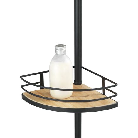 Teleskop-Duschregal DOLCEDO, aus Bambus und Edelstahl, 31 x 65-275 x 23 cm, schwarz, Wenko (1/5)