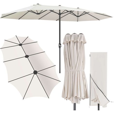 Kingsleeve Sombrilla Doble 460 x 270 cm Protección UV 80+ Grande XXL Funda Protectora Manivela Ovalada Impermeable Jardín Terraza Parasol Crema (1/9)