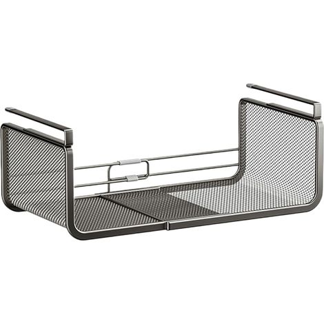 Panier de rangement sous étagère - 1 unité - Acier au carbone - Design extensible et suspendu - Cuisine salle de bain bureau - Noir ou Blanc 40,5 cm (1/5)