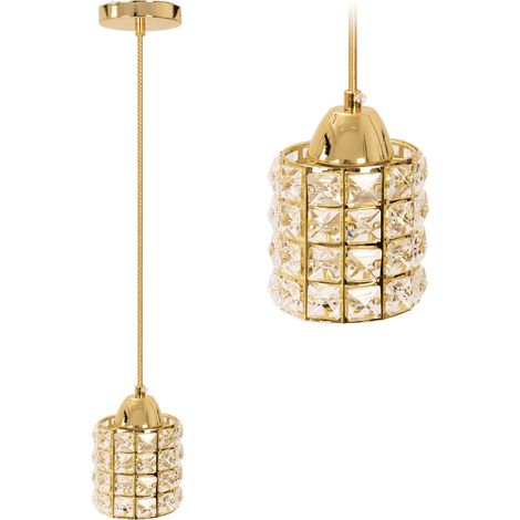 LAMPADA A SOSPENSIONE APP724-1CP CRISTALLO ORO 1-PUNTI LUCE E27 9,5X9,5X14-104CM REGOLABILE