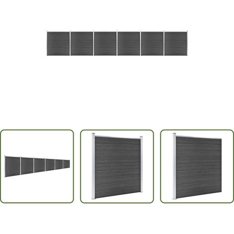 vidaXL Holz Kunststoff Zaun -  Zaunelement Set WPC 1045x186 cm Schwarz