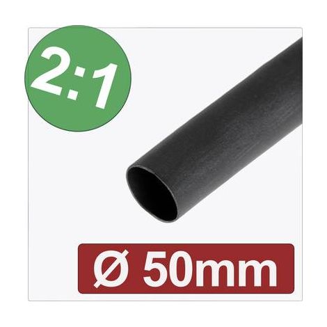 QUADRIOS 24CA276 GAINE THERMORÉTRACTABLE SANS COLLE NOIR 50 MM 25 MM TAUX DE RETREINT:2:1 MARCHANDISE VENDUE AU MÈTRE